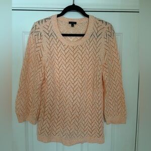 Talbots Ladies Sweater - Size L - Peach and White
